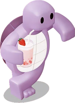 La tortue de la campagne, un verre de lait fraise à la main